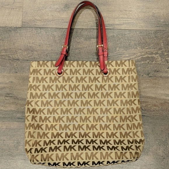 Michael Michael Kors Large Logo Tote with Red Leather Handles - Picture 2 of 6